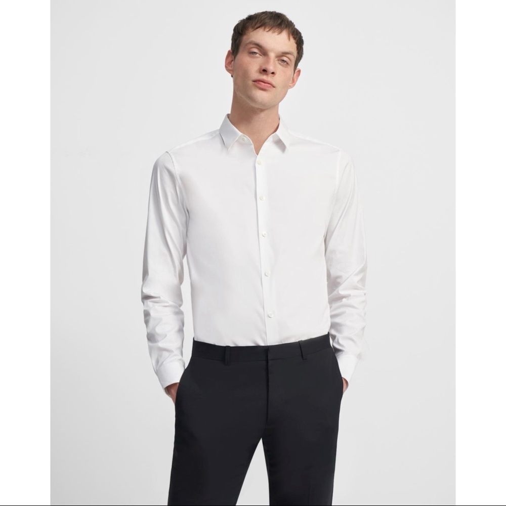 Men's Theory Sylvain Dress Shirt - White Large NWT